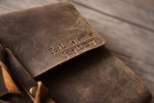 Vintage Personalized Genuine Brown Leather Photo Album - Image 5