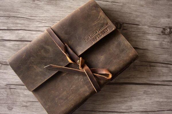 Vintage Personalized Genuine Brown Leather Photo Album - Image 6