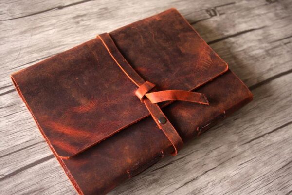 Vintage Personalized Red Leather Memorial Photo Album