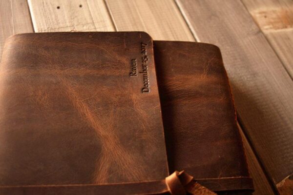 Distressed Brown Custom Family Leather Photo Albums - Image 4