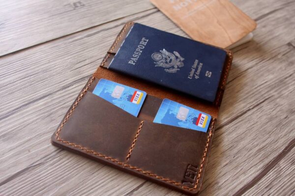 Engraved Passport Holder Leather Sleeve