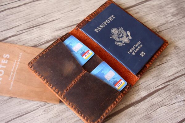 Engraved Passport Holder Leather Wallet