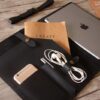 Personalized Black Leather Designer iPad Case Portfolio