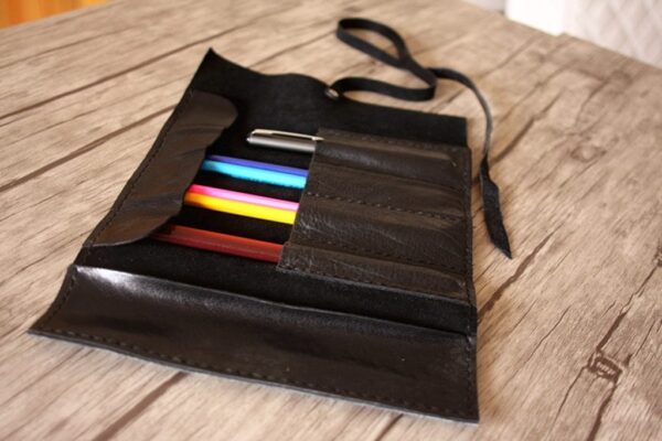 LEATHER PENCIL ROLL CASE POUCH - Image 4