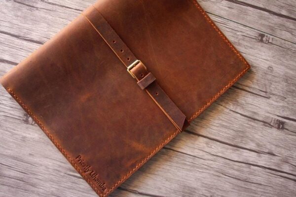 Custom Embossed Brown Leather Portfolio Holder - Image 4