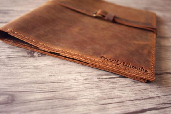 Custom Embossed Brown Leather Portfolio Holder - Image 5