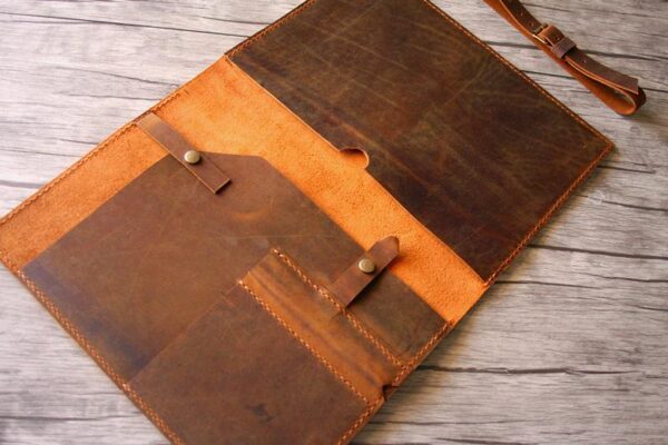 Custom Embossed Brown Leather Portfolio Holder - Image 6