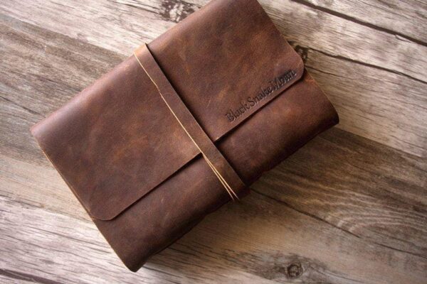 Old Looking Leather Rustic Celebration of Life Guest Book Photo Album