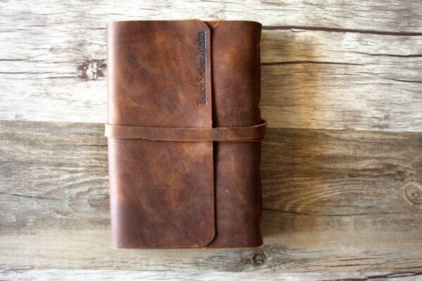 Old Looking Leather Rustic Celebration of Life Guest Book Photo Album - Image 4