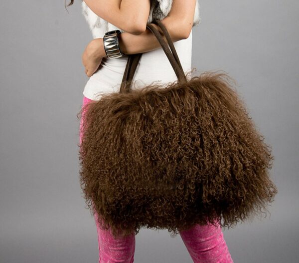 Brown fur hand bag