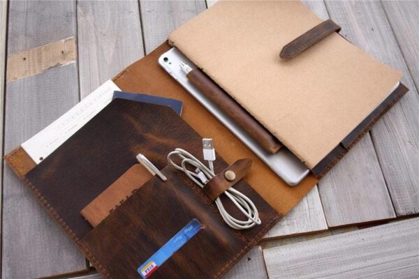 Custom Leather Portfolio Rustic Brown