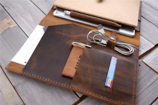 Custom Leather Portfolio Rustic Brown - Image 5