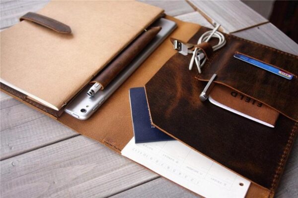 Custom Leather Portfolio Rustic Brown - Image 6