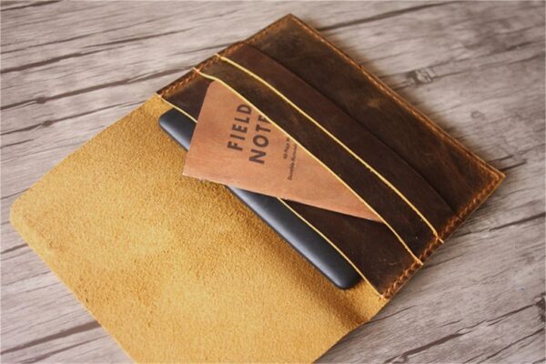 Handcrafted Brown Leather Kindle Oasis Cover Sleeve - Image 3