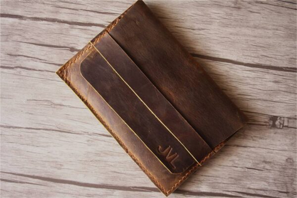 Handcrafted Brown Leather Kindle Oasis Cover Sleeve - Image 6