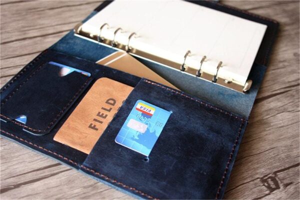 Handmade Blue Leather Notebook - Image 3