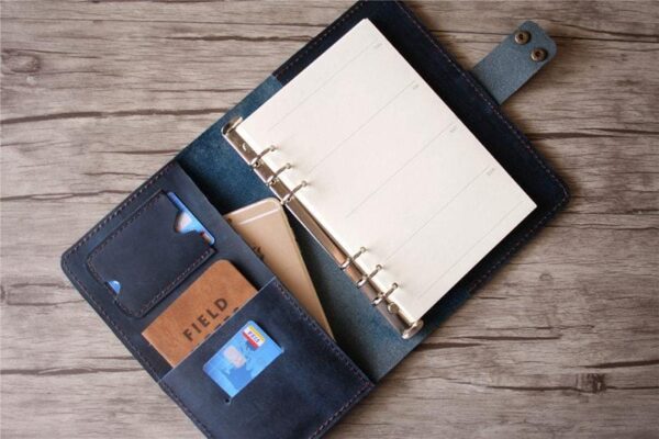 Handmade Blue Leather Notebook - Image 4