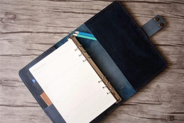 Custom Blue Leather Daily Planner Journal - Image 4