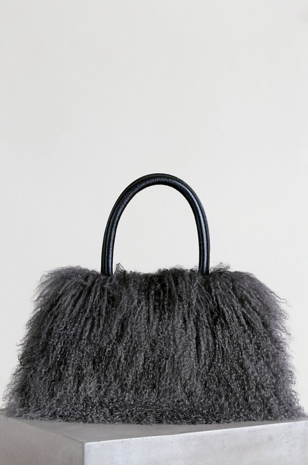 Grey fur bag
