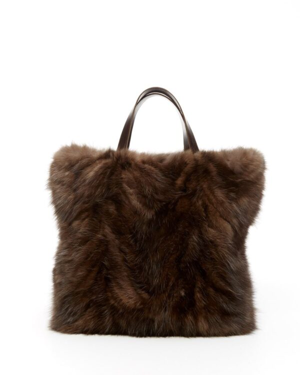 Brown fur tote bag