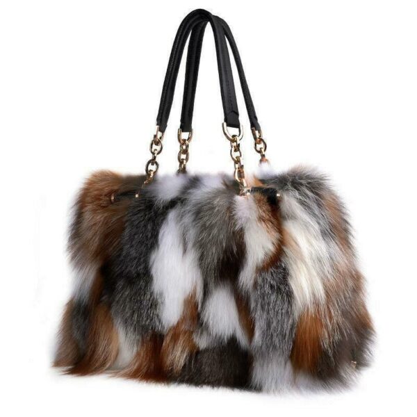 women fur clutch diagonal bag