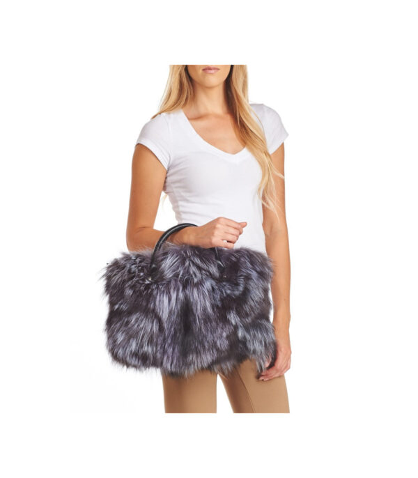 BLAKE SILVER FOX FUR AND LEATHER PURSE - Image 2