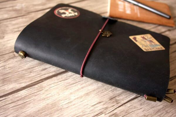 Custom Black Leather Notebook - Image 3