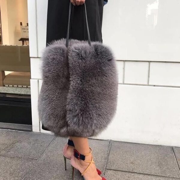 Grey hand fluffy bag