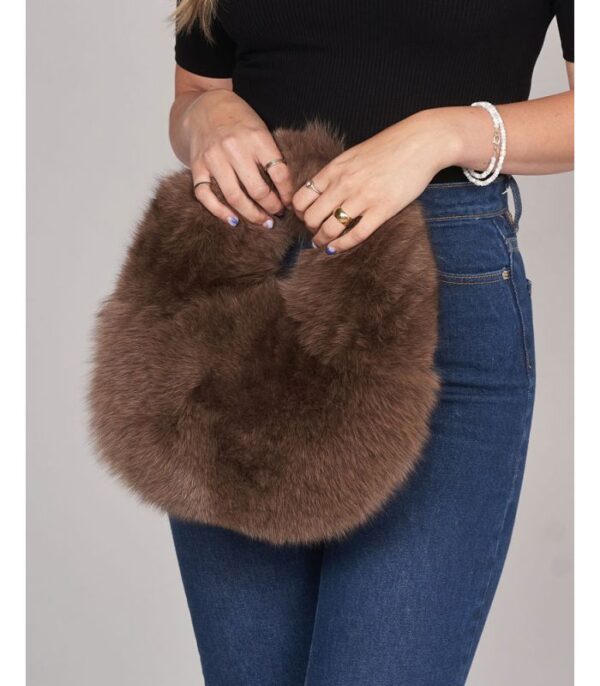 FOX FUR CIRCLE BAG IN TRUFFLE - Image 2