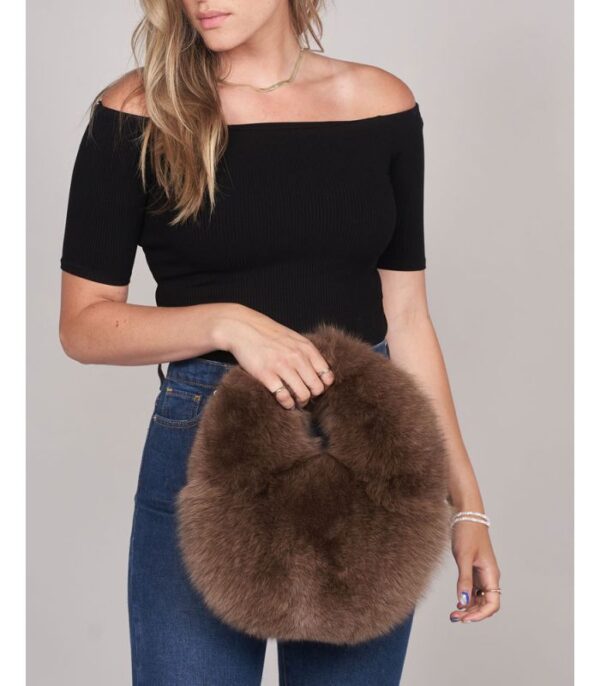 FOX FUR CIRCLE BAG IN TRUFFLE