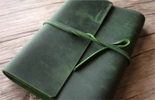 Refillable Green Leather Journal - Image 3