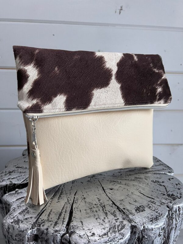 Cowhide Fold Over Clutch - Image 3