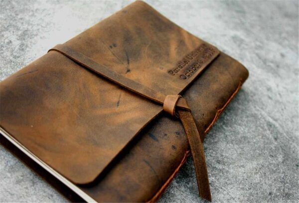 Personalized Brown Leather Bound Notebook