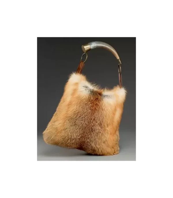 VASEDOS RED FOX FUR PURSE WITH HORN HANDLE