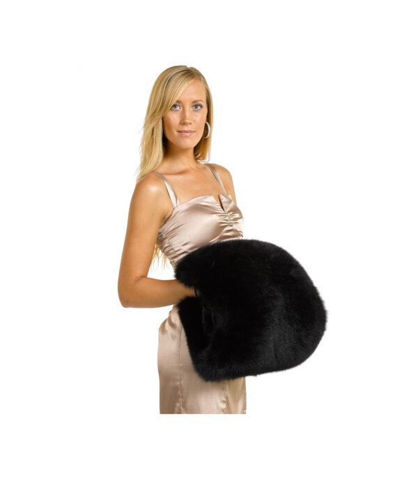 VIVIKA BLACK FOX FUR HAND MUFF