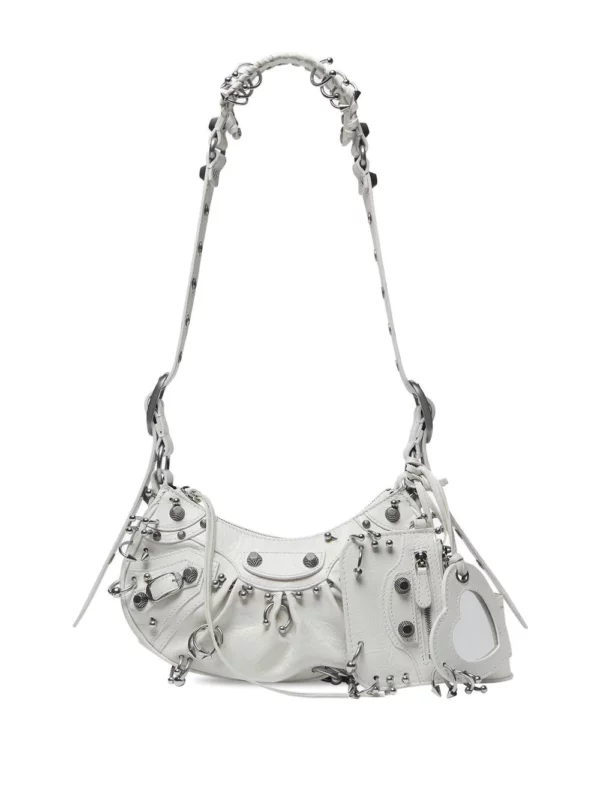 Cagole Xs Leather Shoulder Bag In Grey