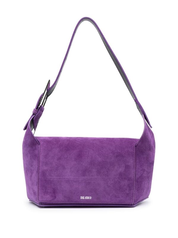 Logo-print Suede Shoulder Bag In Purple