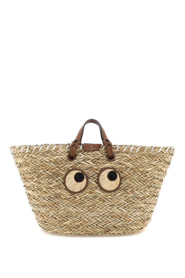 Paper Eyes Small Basket Bag In Beige