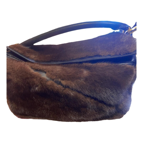 Puzzle Faux Fur Handbag In Brown