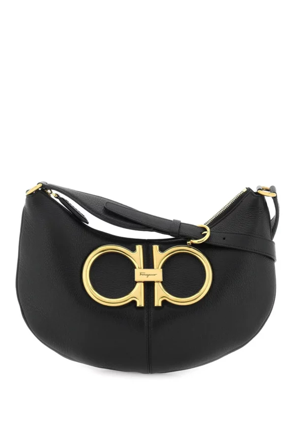 Maxi Gancio Medium Shoulder Bag In Black