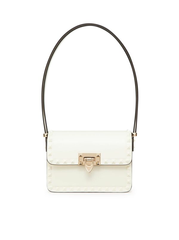 Small Rockstud23 Smooth Calfskin Shoulder Bag Woman Ivory Uni